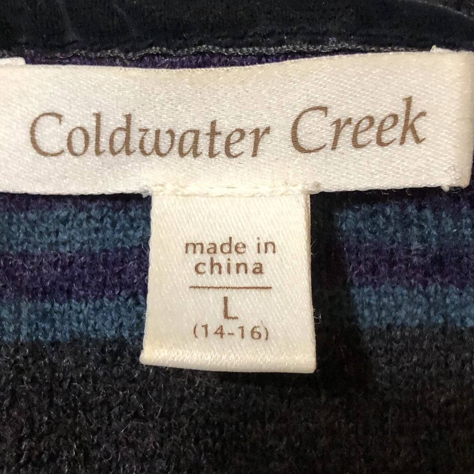 Chaleco Suéter Coldwater Creek Mujer Grande Gris Con Capucha Cremallera Completa 100% Lana Tejido Foto 2 de 4