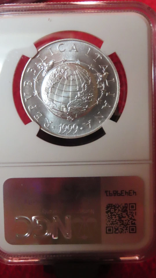 1999 ITALY SILVER 5000 LIRE SATELLITE DISH MILLENNIUM NGC MS 67 - Image 4 of 4