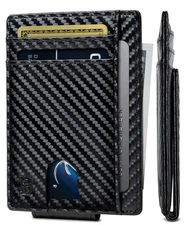 Front Pocket Wallet with Money Clip Magnetic. Bifold Minimalist RFID Leather