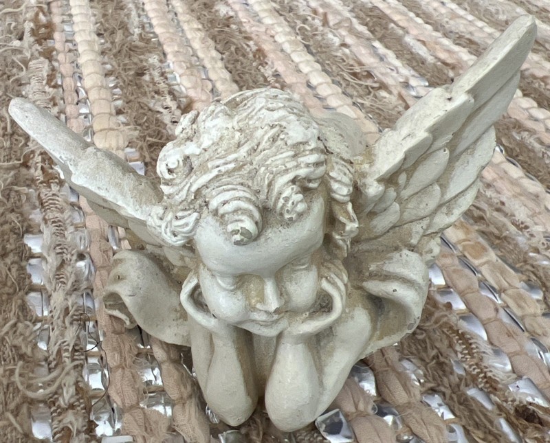 Fabulous Heavy Vintage Chalk White Angel Door Handle (?)