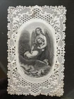 ANTIQUE LACE HOLY CARD OF  PRAYER WITH ANGELS In French