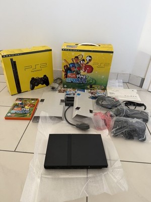 Sony PlayStation 2 SLIM Konsole - PS2 Charcoal Black - EYE Toy Play Sports OVP