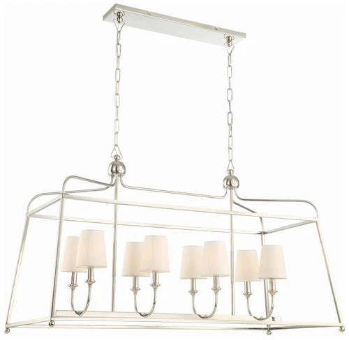 Crystorama Sylvan 42" Nickel and Linen Shades Kitchen Island Pendant - Picture 2 of 10