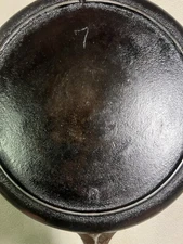 Lodge Cast Iron Skillet No. 7 Single Notch with Heat Ring 1930s Vintage