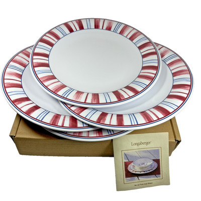Longaberger SET of 4 STARS AND STRIPES Dinner Plates 11'' Melamine - Patriotic