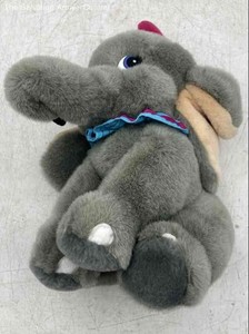 Gray Blue Eyes Pink Hat Elephant Stuffed Animal Dumbo Soft Plush Toy