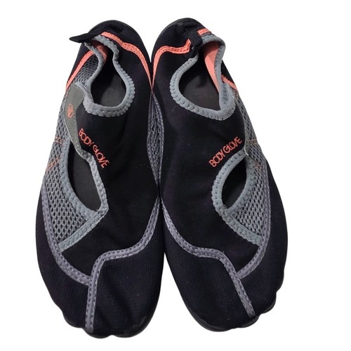 Body Glove Womens Water Shoes Black Grey Orange Mesh Slip On Aqua Socks Size 8