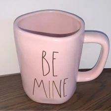 Rae Dunn Pink “BE MINE” Mug – Gold Lettering