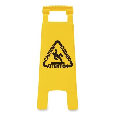Boardwalk  Site Safety Wet Floor Sign, 2-Sided, 10 x 2 x 26, Yellow