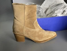 Stuart Weitzman Tate Bootie Boots Womens Size 7 Camel Suede Ankle Block Heel