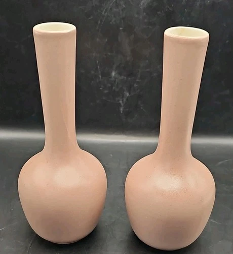Set Of Two (2) Vintage Royal Haeger Art Pottery #382 Pink Bud Vases