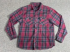 Brixton Flannel Shirt Men's Large Button Up Red Plaid Thick Heavy Casual Work