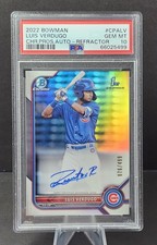 2022 Bowman Chrome Luis Verdugo #CPA-LV 1st Bowman Refractor Auto /499 PSA 10