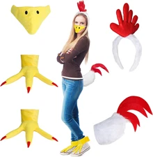 Chicken Little Costume Accessories, Rooster Costume, Chicken Feet Head Headband