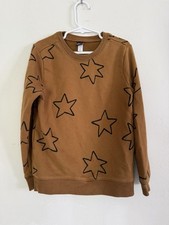 Tea Kids Unisex Stars Brown Black Crewneck Sweater, Size 6