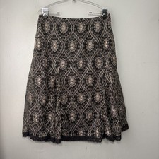 RQT Whimsigoth Skirt Size Large Black Embroidered Mesh Lace Midi Gothic Fairy