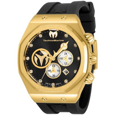 Technomarine Men's Watch Reef Sun Chrono Gold, Black and Silver Dial TM-520002