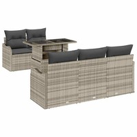 Gartensofa Set Poly Rattan Hellgrau 6-Teilig Mit Kissen FüR Terrasse Und Balkon