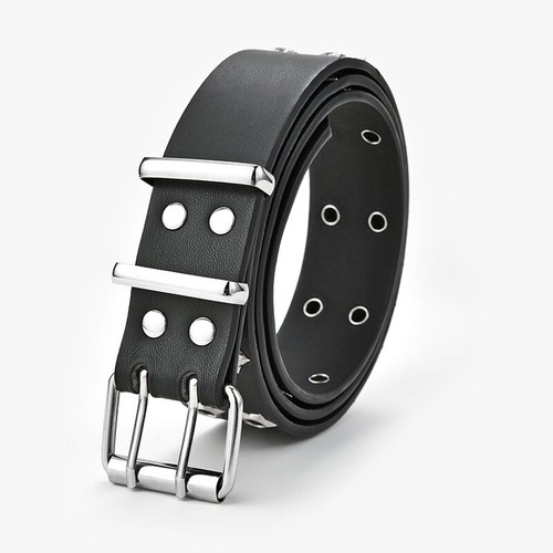 Women Punk Double Grommet Rivet PU Leather Belt With Pin Buckle for Jeans Pants☆ - Picture 11 of 16