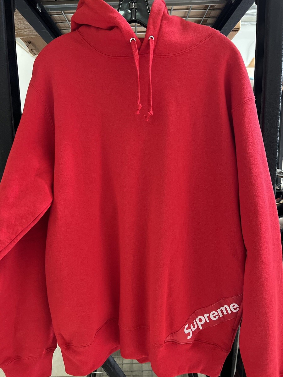 SUPREME CORNER LABEL HOODED SWEATSHIRT RED L LARGE SS18 SUPREME CORNER LABEL HOODED SWEATSHIRT RED L LARGE SS18