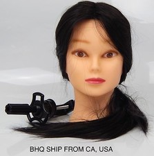 24" COSMETOLOGY MANNEQUIN HEAD 50 HUMAN HAIR WITH TABLE CLAMP