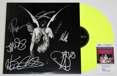 UNDEROATH BAND SIGNED ERASE ME LP GREEN VINYL RECORD ALBUM SPENCER AUTO +JSA COA
