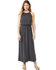 NWT GAP Washed Black High Neck Elastic Waist Maxi Dress, SMALL