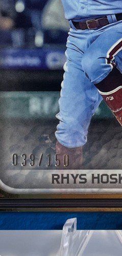 2023 Topps Museum Collection RHYS HOSKINS Blu/150 ~ Phillies/Brewers - Foto 3 di 3