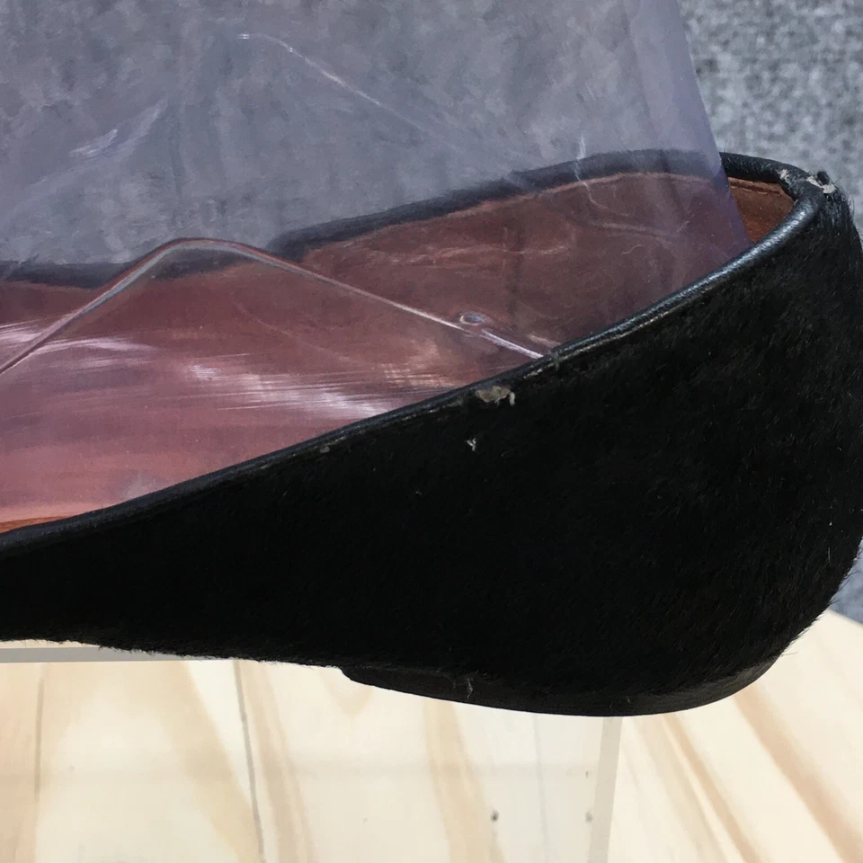 Галогенные туфли женщин 8,5 M бант повседневный комфорт поскользнуться на балетки черный мех - Изображение 4 из 4