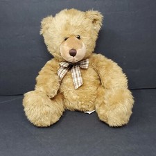 Animal Alley Teddy Bear Plush Stuffed Animal 12" Sitting Light Brown Plaid Bow
