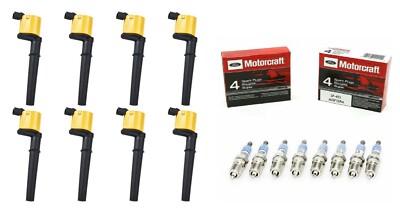 8+Heavy Duty Ignition Coils Yellow & 8+Motorcraft Spark Plugs 2005 FORD