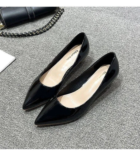 Fashion Womenss Low Kitten Heel Pumps Pointed Toe Slip On Work Office Shoes SZ - Picture 11 of 25