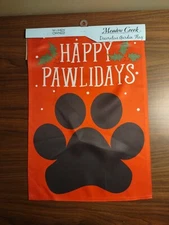 Meadow Creek Happy Pawlidays Garden Polyester Flag 18" x 12.5" Christmas Dog