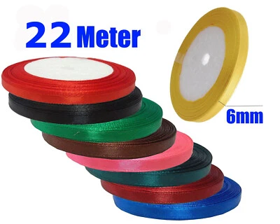 MARKENLOS Satinband Kordel Borte Zierband 22 M / 6 mm Schleifenband Dekoband Geschenkband