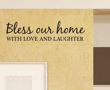 Wall Sticker Decal Quote Vinyl Art Graphic Bless Our Home Love and Laughter H06