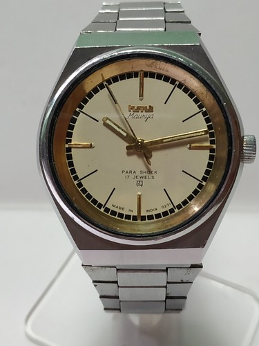 Reloj de pulsera HMT Maurya usado reparado cuerda 17 joyas para hombre HMT-15 - Imagen 2 de 6
