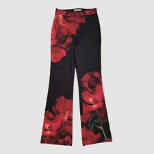 Alice + Olivia Women's Red Black Floral Low-Rise Ronnie Dress Pants Size 2