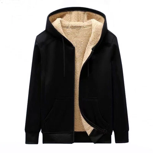 Mens Fleece Fur Hooded Jacket Coat Zip Up Warm Hoodie Sweatshirt Outwear *USA - Bild 9 von 14