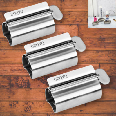 3x Toothpaste Squeezer Bathroom Tube Metal Tube Stainless Steel Wringer Silver