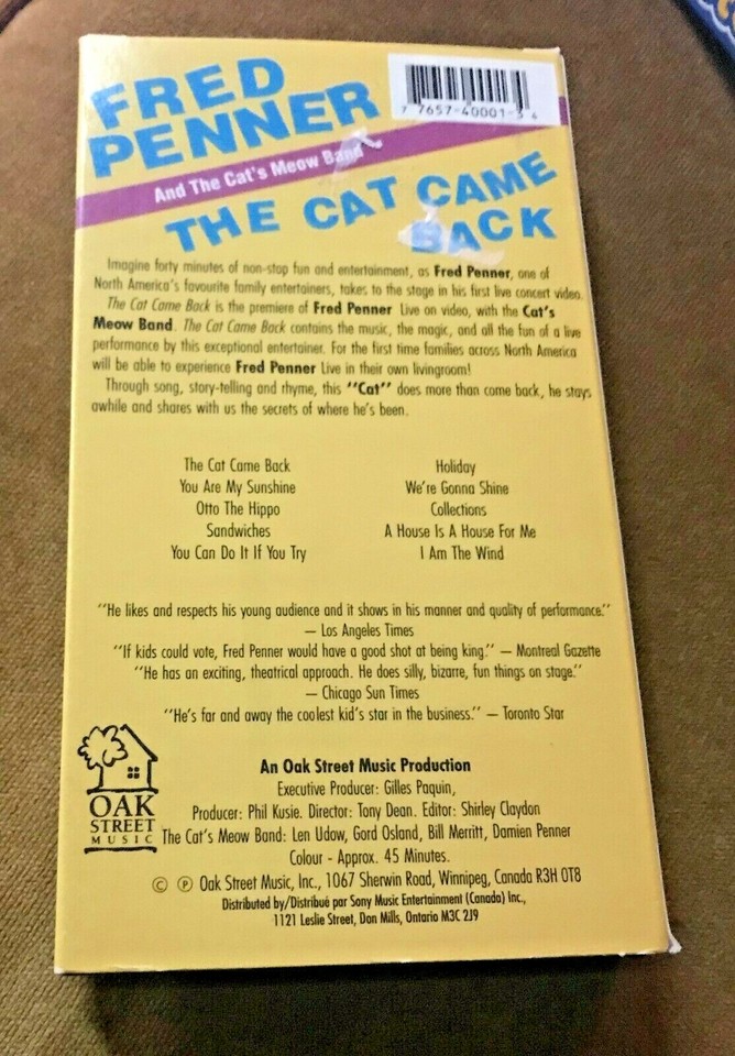 VHS Fred Penner and The Cat's Meow Band THE CAT CAME BACK 1990 | eBay