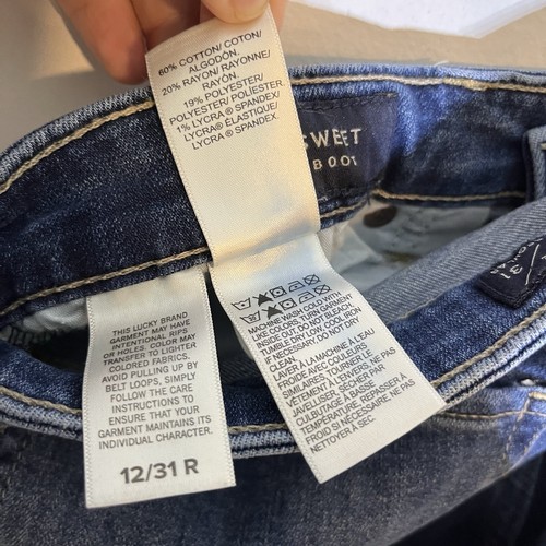 Lucky Brand Sweet Boot Bootcut Blue Jean Size 12/31 Ankle Mid Rise Stretch Denim - Picture 8 of 9