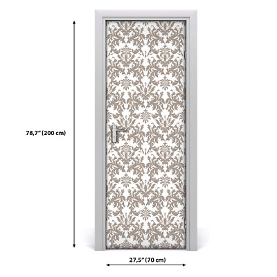 Vector Baroque Vintage floral self-adhesive golden and white Door Decal photo