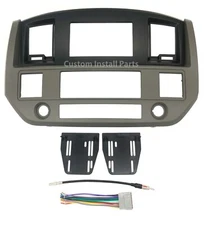 Black Silver GPS Radio Double Din Dash Kit Fits Dodge Ram 2006 2007 2008 2009 