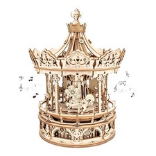 ROKR 3D Wooden Puzzle Carousel Mechanical Music Box DIY Assembly Toys Xmas Gift