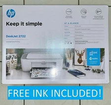 HP DeskJet 2722 All-in-One Wireless Color Printer + NEW + Ink + FREE SHIP!