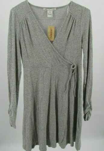 American Rag Heather Gray Long Sleeve Wrap Mini Dress Juniors Size Large