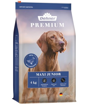 Premium Hundefutter Maxi Junior Trockenfutter getreidefrei für Welpen und jun...
