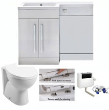 Vanity Unit Sink Basin Toilet Combined Furniture LH RH Hand 1100mm l Shape WC 