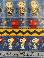 Peanuts Snoopy Charlie Brown UGLY Sweater Gift Wrapping Paper 2 Yards FOLDED