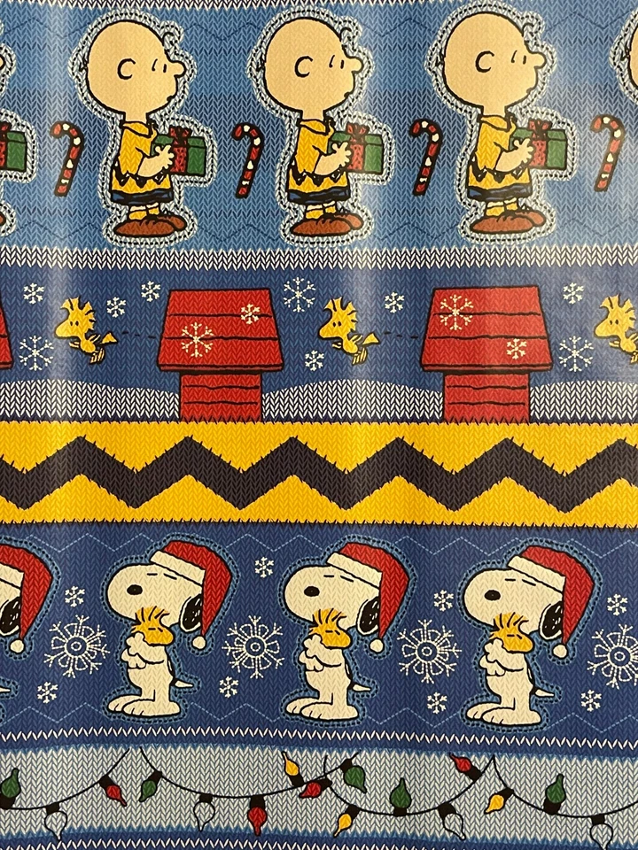 PLUS MARK LLC Peanuts Snoopy Charlie Brown UGLY Sweater Gift Wrapping Paper 2 Yards FOLDED